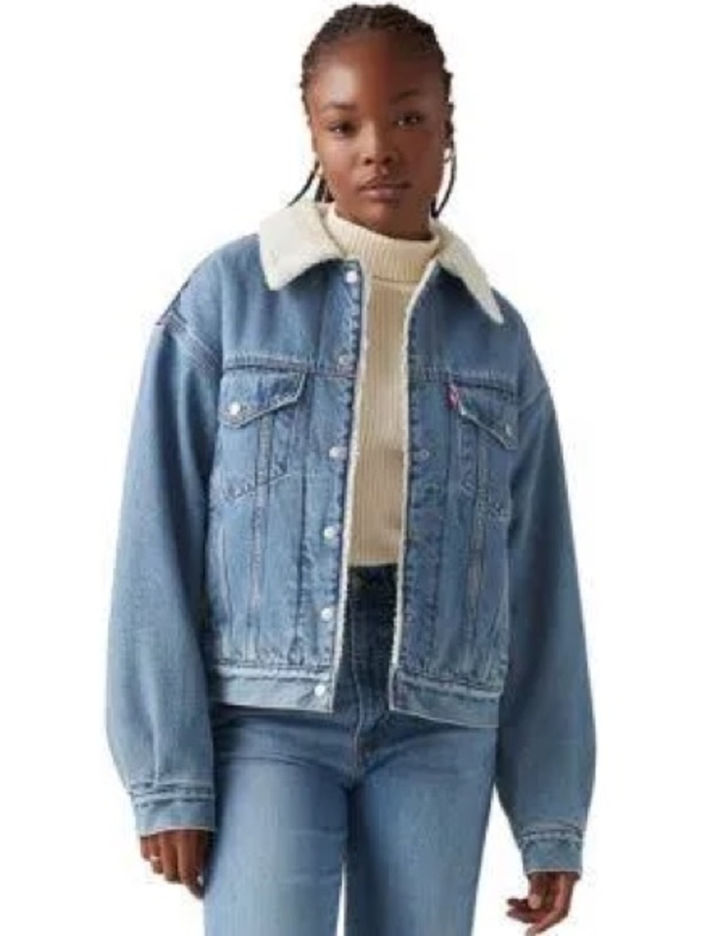Levi's Light Blue Denim Jacket with Cream Sherpa Collar